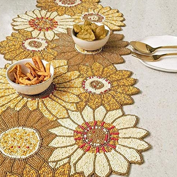 Fabric Beautiful Beaded Table Runner Craftsmanship