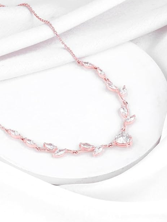 Rose Gold Heart Stoned Necklace