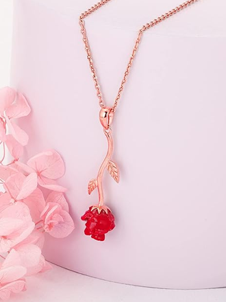 Rose Gold Red Rose Pendant