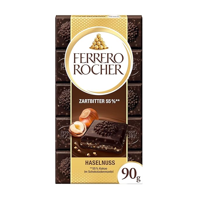 Ferrero Rocher Hazelnut 55% Dark Chocolate 90 Grams (Uk)