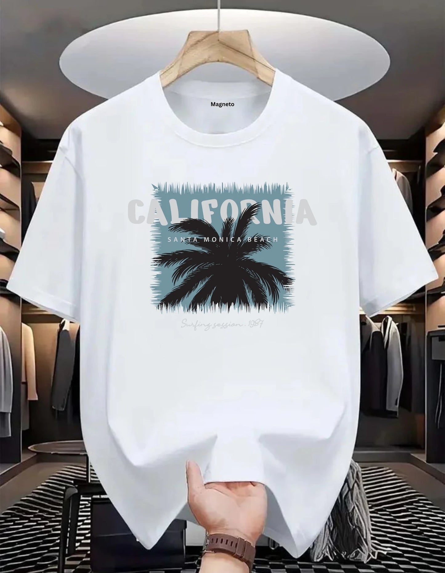 Magneto Men Printed Round Neck Pure Cotton White T-Shirt