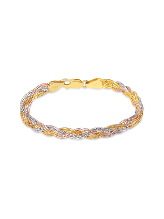 Sterling Silver Modest Triple Tone Chain Bracelet