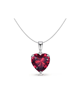 Silver Solitaire Heart Pendant with Chain