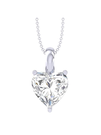 Sterling Silver White Gold Plated Heart Solitaire Pendant
