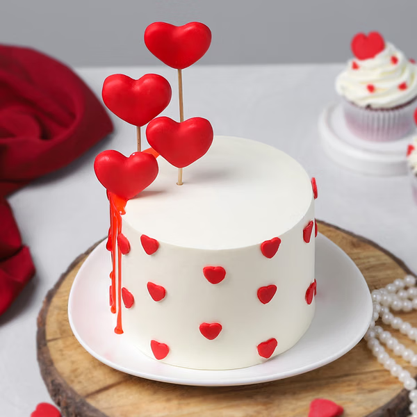 Red Heart Drip Designer Cake