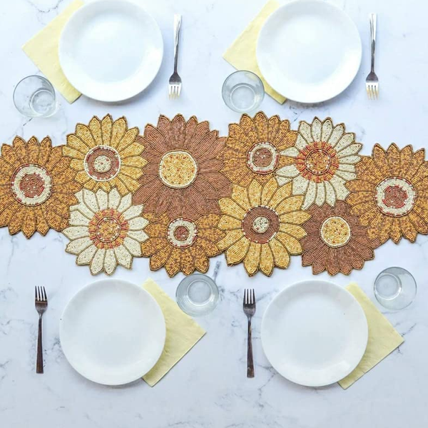 Fabric Beautiful Beaded Table Runner Craftsmanship