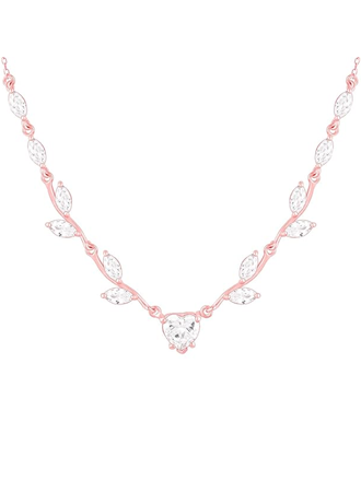 Rose Gold Heart Stoned Necklace