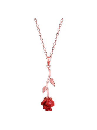 Rose Gold Red Rose Pendant