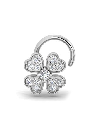 Silver 18K Gold Plated Clarity Clover Wired Nose Pin