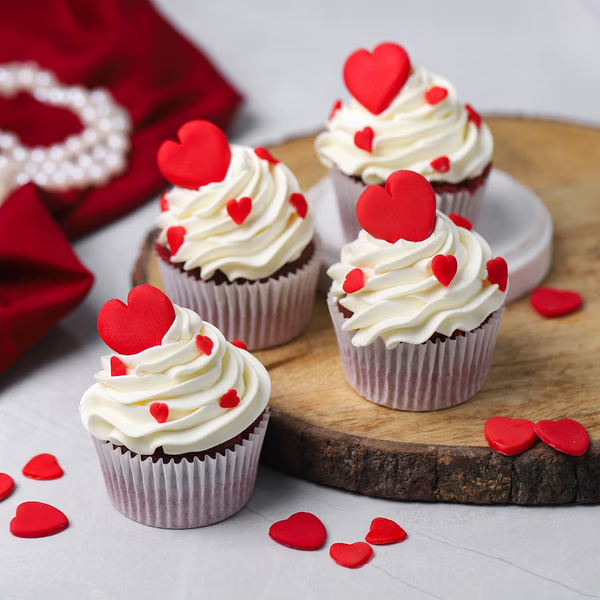 Chocolate Heart Cupcakes - Set Of 4