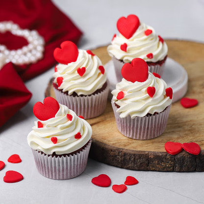 Chocolate Heart Cupcakes - Set Of 4