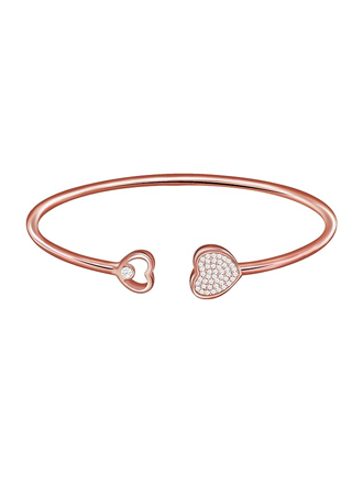 Silver Rose Gold Dual Heart Bangle