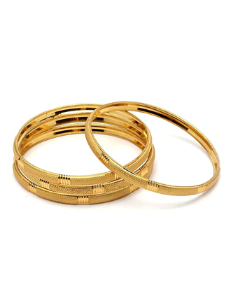 Gold-Plated Classic Textured Handcrafted Bangles