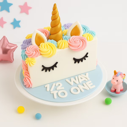 Half Birthday Unicorn Celebration Cake