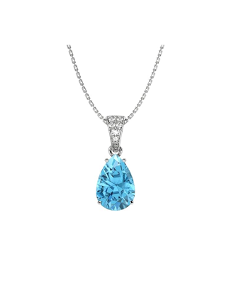 terling Silver Sky Blue Tear Drop Pendant
