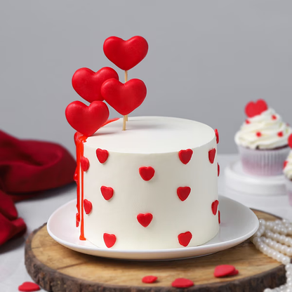 Red Heart Drip Designer Cake
