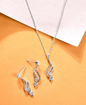 Earrings Chain Necklace Jewellery Set
