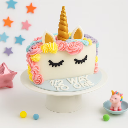 Half Birthday Unicorn Celebration Cake