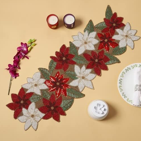 Cotton Beautiful Silver Beaded Table