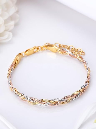 Sterling Silver Modest Triple Tone Chain Bracelet