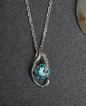 Sterling Silver Sky Blue Eye Pendant