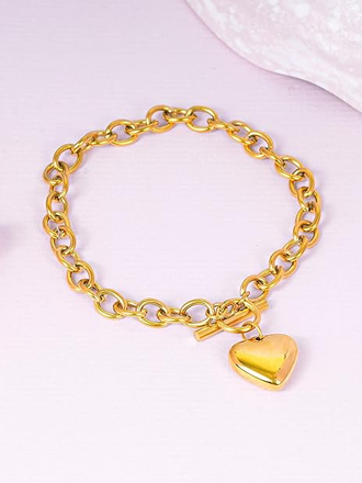 18K Gold Plated Heart Bracelet for Women