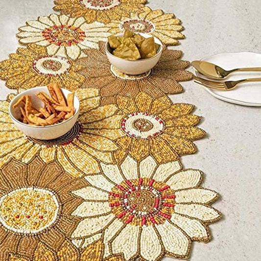 Fabric Beautiful Beaded Table Runner Craftsmanship