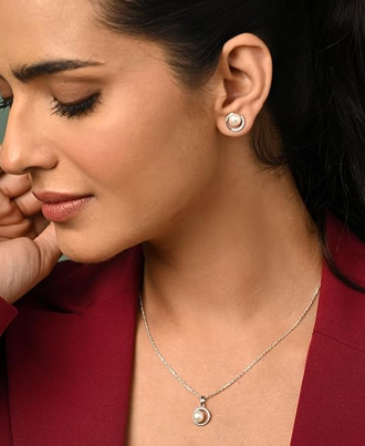 Earrings Chain Necklace Jewellery Set