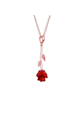 Rose Gold Red Rose Pendant