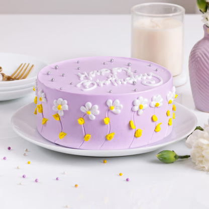 Pastel Purple Floral Cake