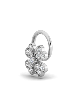 Silver 18K Gold Plated Clarity Clover Wired Nose Pin