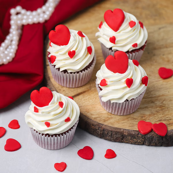 Chocolate Heart Cupcakes - Set Of 4