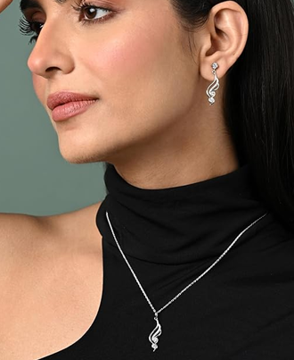 Earrings Chain Necklace Jewellery Set