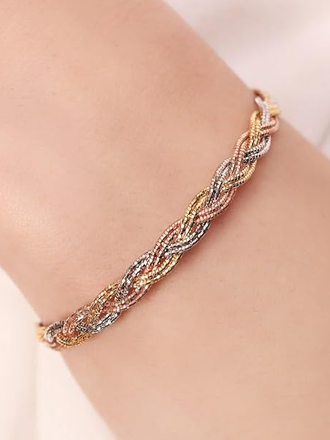 Sterling Silver Modest Triple Tone Chain Bracelet