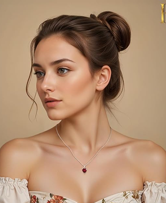 Silver Solitaire Heart Pendant with Chain