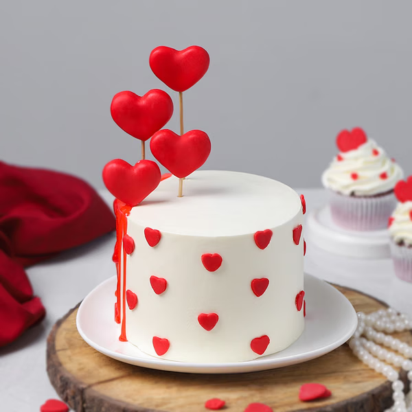 Red Heart Drip Designer Cake
