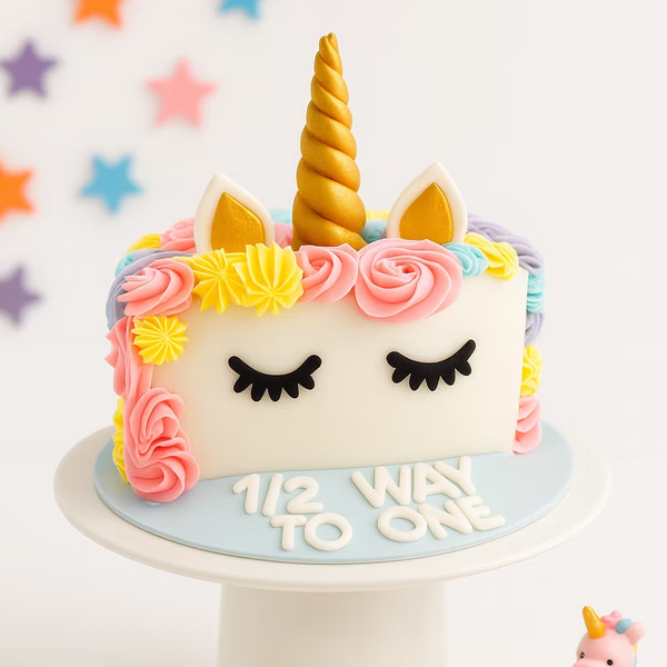 Half Birthday Unicorn Celebration Cake