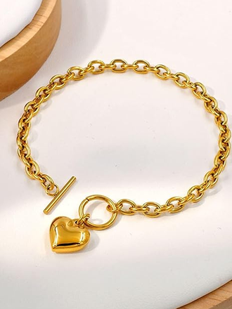 18K Gold Plated Heart Bracelet for Women