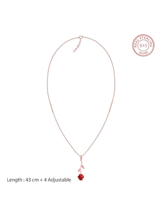 Rose Gold Red Rose Pendant