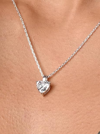 Sterling Silver White Gold Plated Heart Solitaire Pendant
