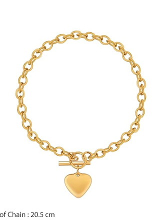 18K Gold Plated Heart Bracelet for Women