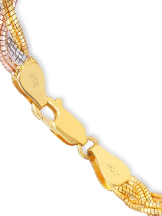 Sterling Silver Modest Triple Tone Chain Bracelet