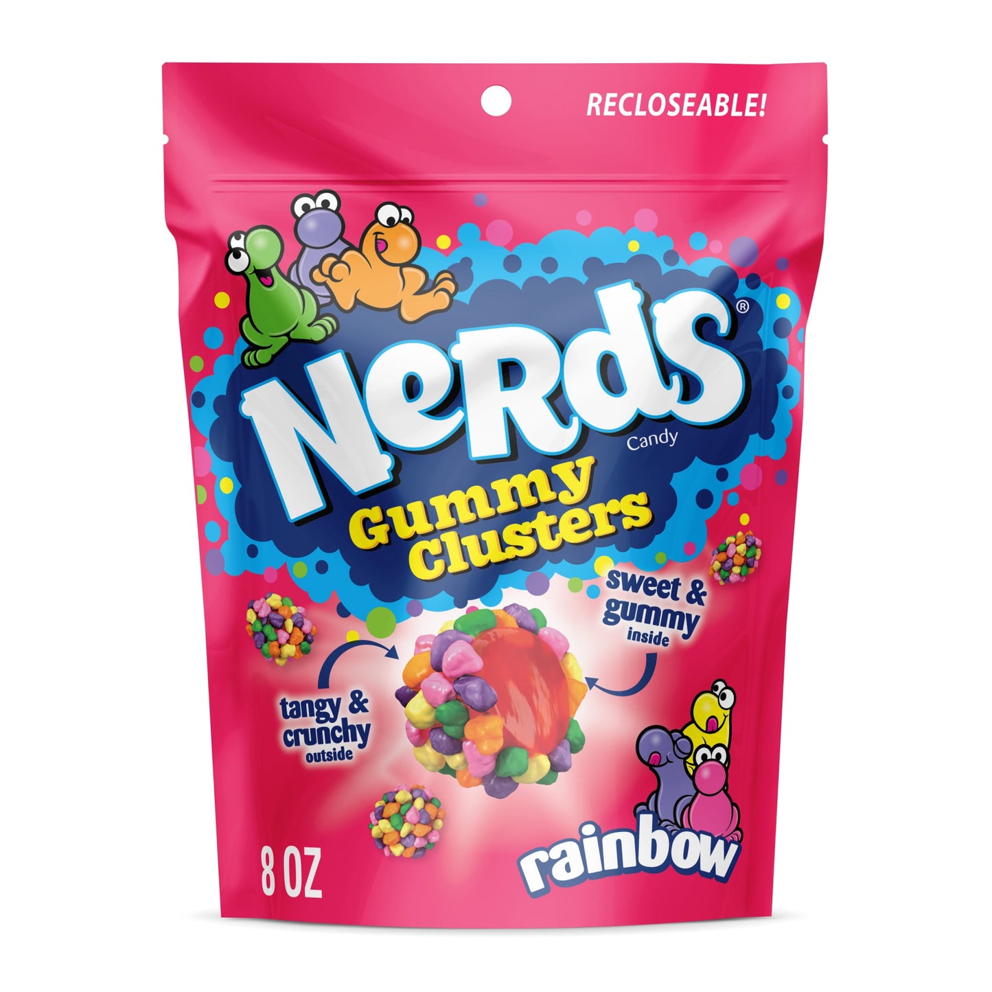 Rainbow Candy Stand Up Bag with Nerds Gummy Clusters