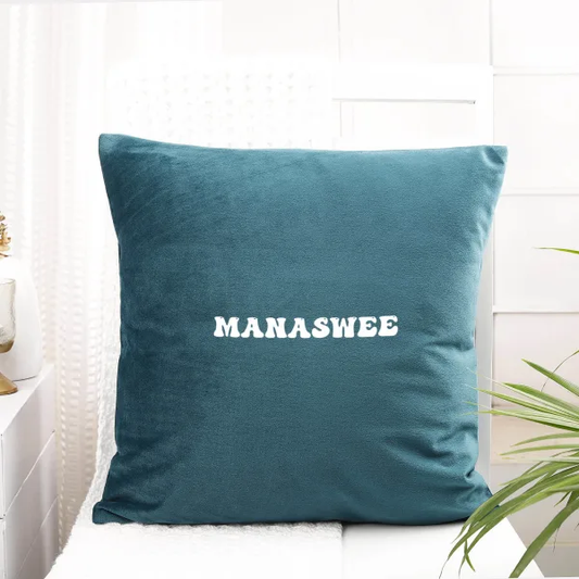 Christmas Nap Personalized Velvet Pocket Cushion - Blue