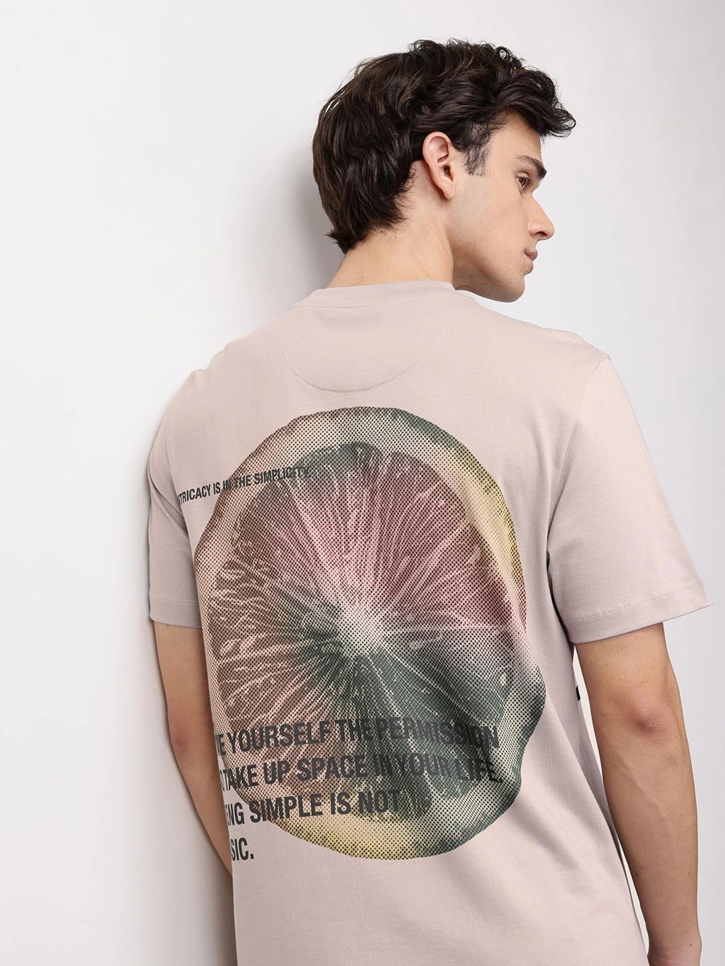 ether Men Printed Round Neck Cotton Blend Brown T-Shirt